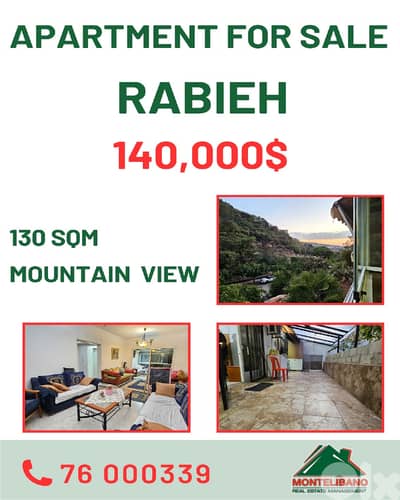 130 sqm Apartment For Sale in Rabieh (رابية) With 50 sqm Terrace +View