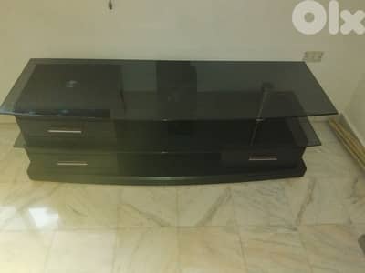 black tv unit used like new + 2 modern chandelier
