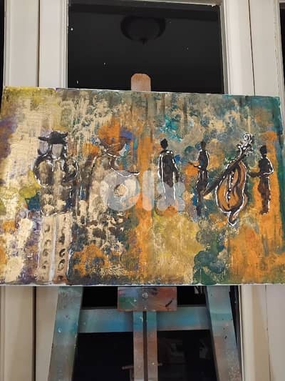 رسم زيتي على القماش يدويه