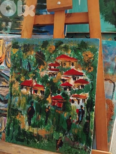 رسم زيتي على القماش يدويه