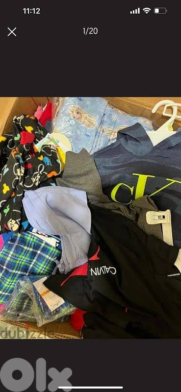 كرتوني ٢٠ كغ ملابس أطفال جديدة للبيع المصدر  USA