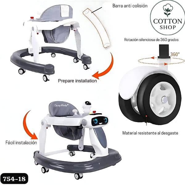 Multifunctional Baby Walker With Sunshade 2