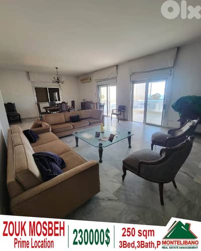 Prime Location 250sqm Apartment For Sale in Zouk Mosbeh(زوق مصبح)+View