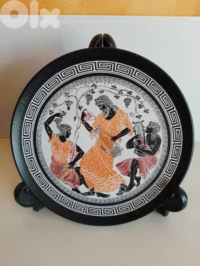 Vintage Large Greek Retro Hand Painted Hanging Plate 26 cm - $ 30
