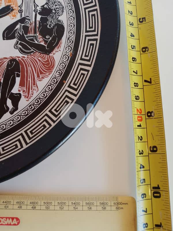 Vintage Large Greek Retro Hand Painted Hanging Plate 26 cm - $ 30 7