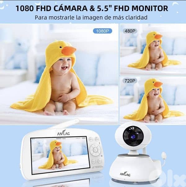 ANFLAG Baby Monitor, 1080P Wireless 5.5" FHD LCD /4$ delivery 4