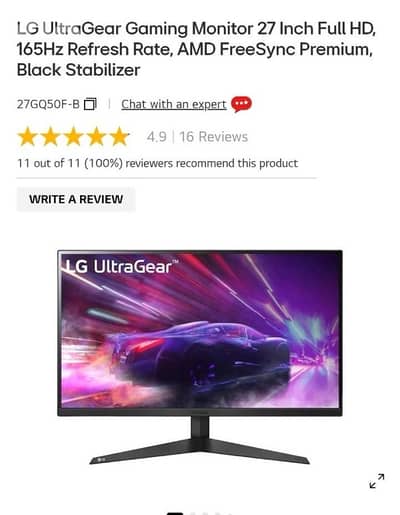 LG UltraGear Gaming Monitor 27 Inch Full HD