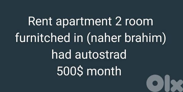 Rent apartment 2 room furnitched in (naher brahim) had autostrad