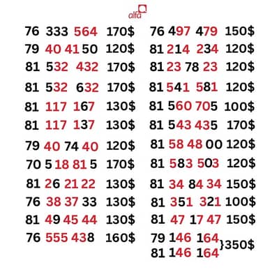 Alfa special sim card numbers