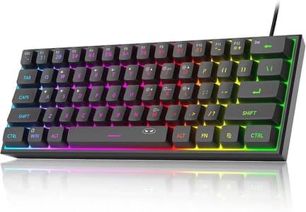 3pcs-MageGee Mini 60% Gaming Keyboard,RGB Backlit 61 Ultra-Compact Key