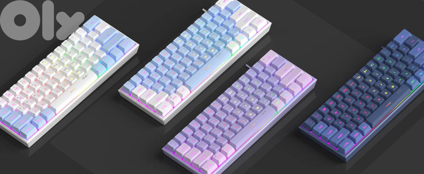 3pcs-MageGee Mini 60% Gaming Keyboard,RGB Backlit 61 Ultra-Compact Key 2