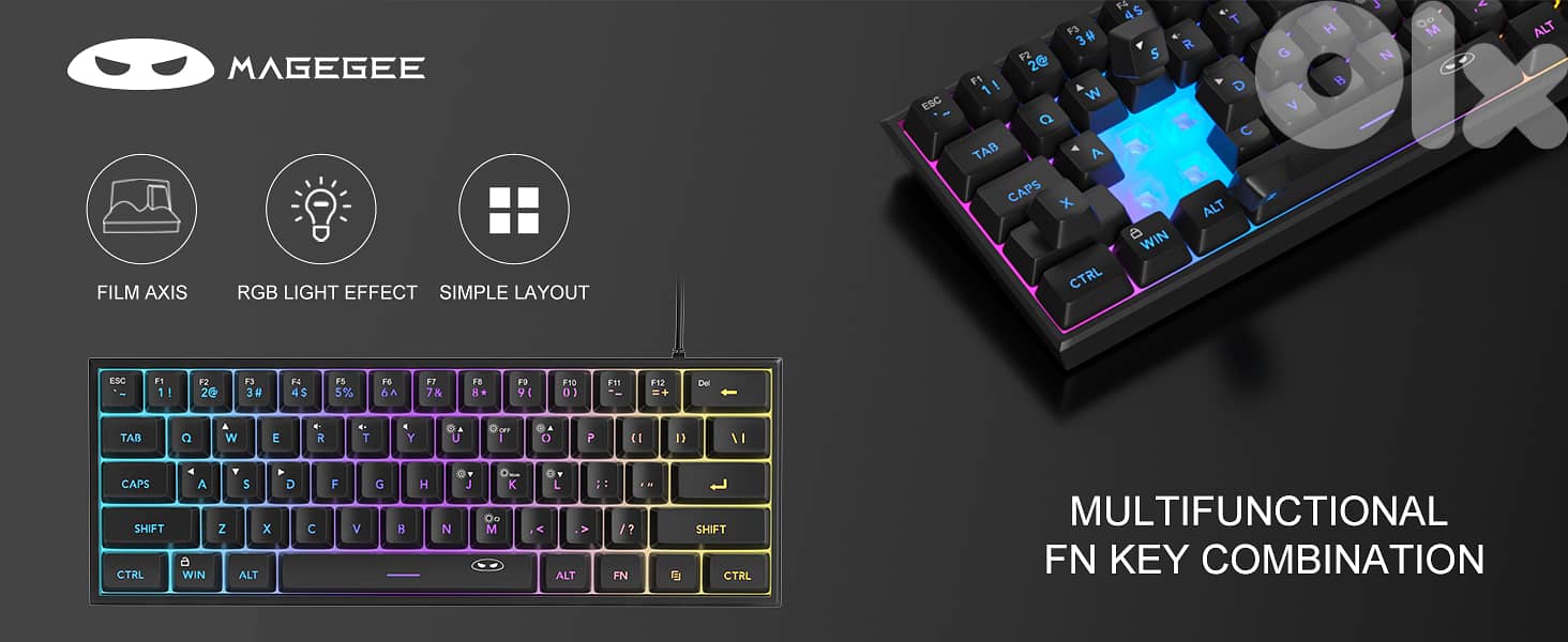 3pcs-MageGee Mini 60% Gaming Keyboard,RGB Backlit 61 Ultra-Compact Key 4