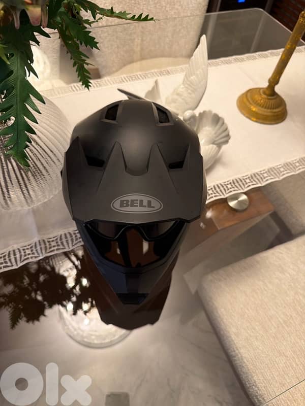 motor bike helmet and goggles 1