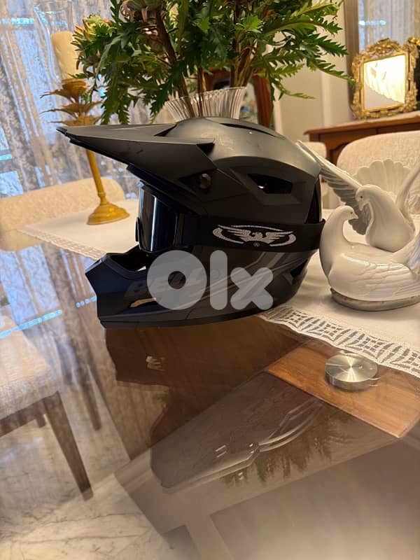 motor bike helmet and goggles 2