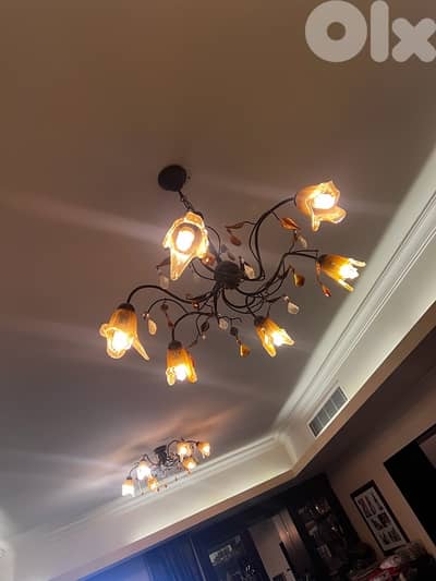 Murano-Style Glass Lighting Set – Floor Lamp + Matching Chandeliers