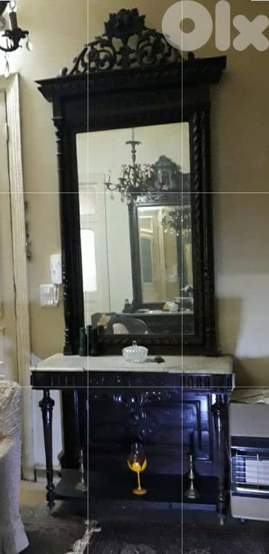 كونسول مدخل خشب قديم مع مراية