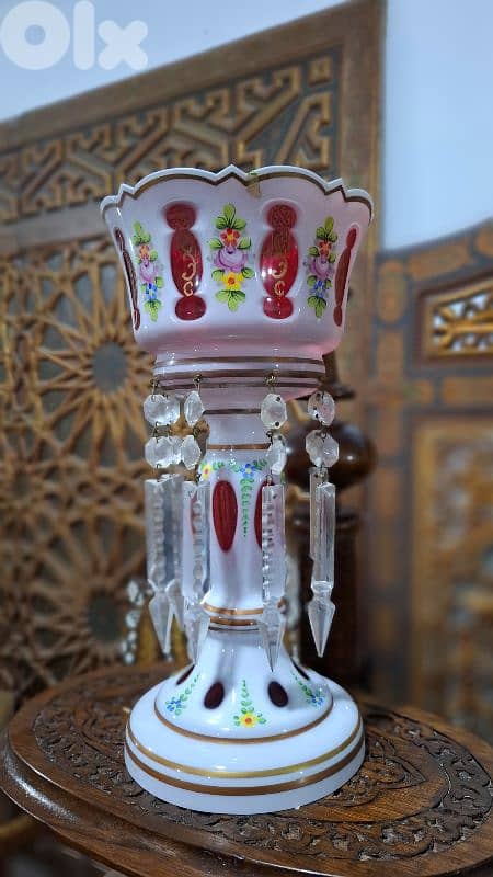 Rare 19th-Century Bohemian Ruby-Overlay Mantle Lustre 2