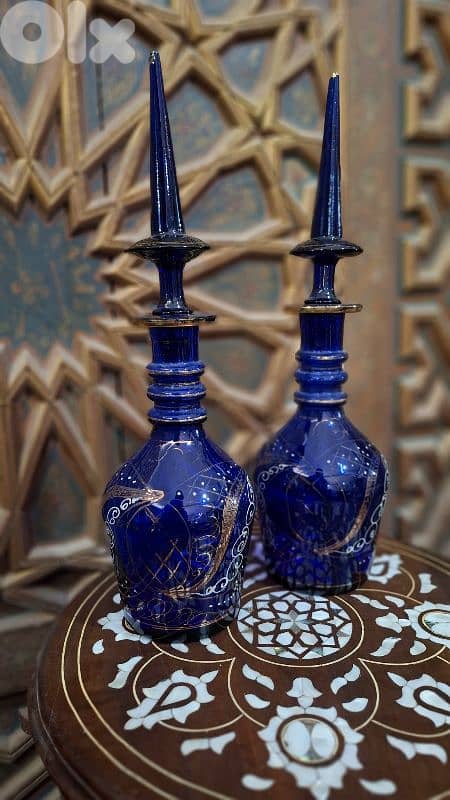 Rare Pair of 19th-Century Style Cobalt & 24K Gilt Rosewater Sprinklers 2