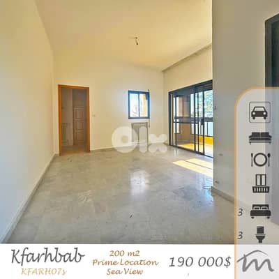 Kfarehbab | 950$/m² | 200m² 3 Bedrooms Apartment | Balcony | Sea View