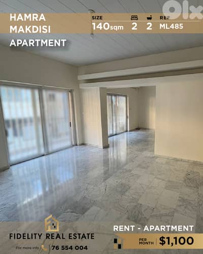 Apartment for rent in Hamra ML485 شقة  للإيجار في الحمرا