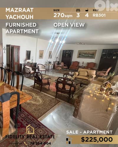 Apartment for sale in Mazraat Yachouh RB301 شقة للبيع في مزرعة يشوع