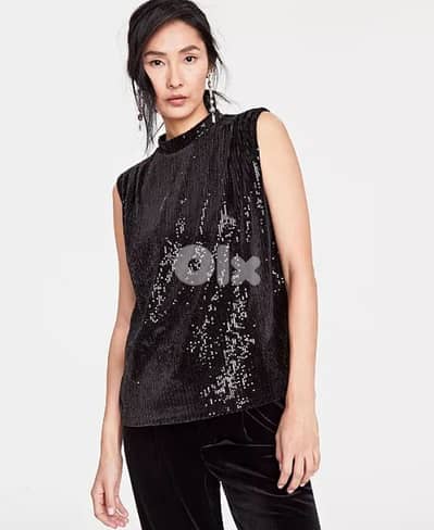 medium sequins black top size medium
