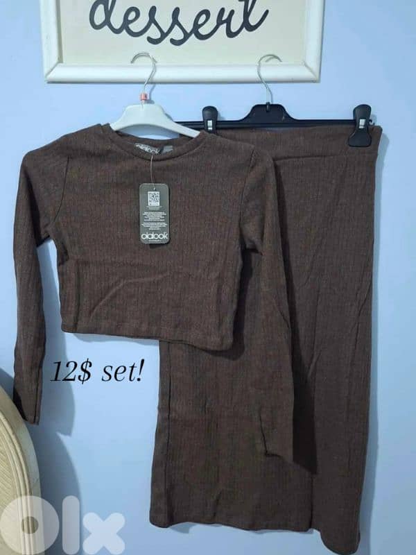 co ord brown set skirt and top cotton turkey 1