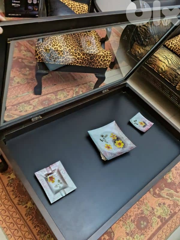 طاوله خشب اوروبي زجاج 1