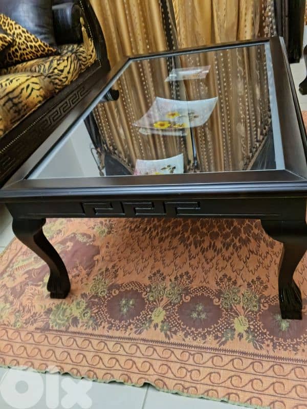 طاوله خشب اوروبي زجاج 2