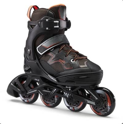 Oxelo Fit 3 Kid's Fitness Skates - Black Orange