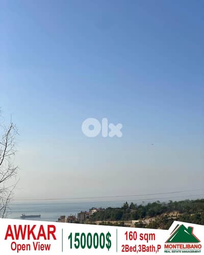 Decorated 160 sqm Apartment For Sale in Awkar (عوكر) with Open View