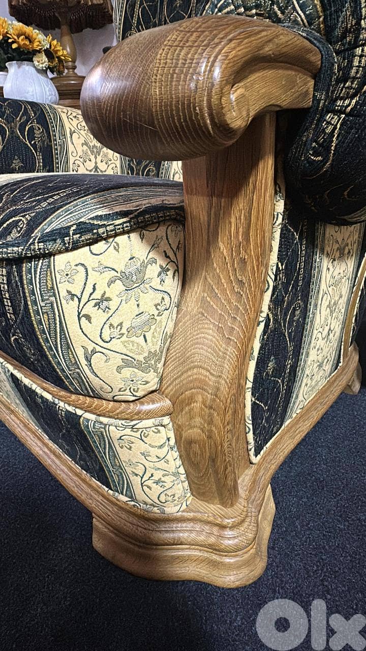 Classic Solid Wood Sofa Set – 3 Pieces (1 Sofa + 2 Armchairs) 1