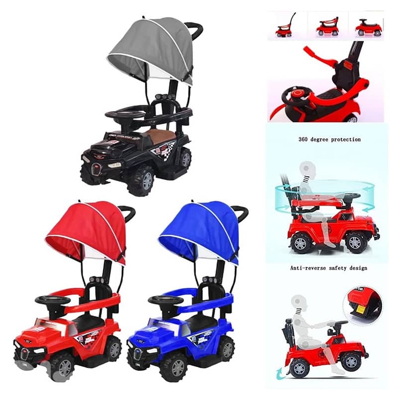 4-Wheel Jeep Push Car With a Canopy - سيارة جيب مع مظلة 1