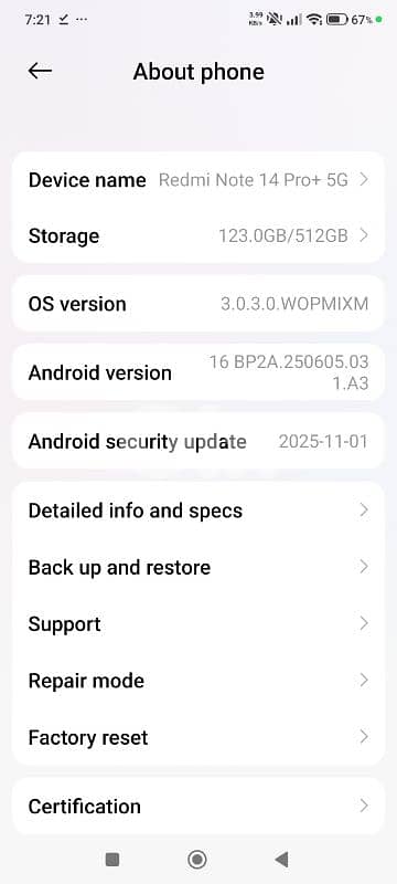 redme 14 pro plus 512 12 gb ram like new 2