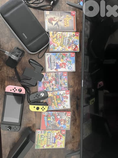 Nintendo Switch V1 + 7 Original Games – Barely Used