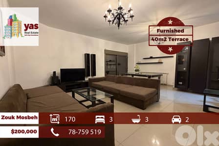 Zouk Mosbeh 170m2 | 40m2 Terrace | Furnished | Calm Area | EH/EL