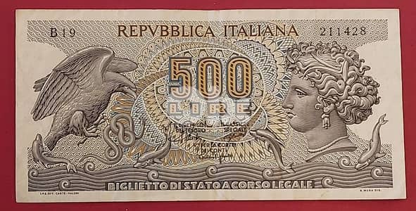 Italy 500 Lire "Aretusa Type" 1967