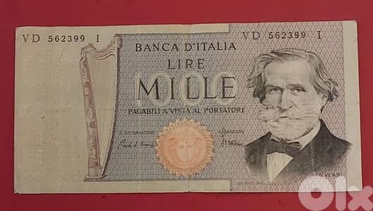 Italy 1000 Lire G. Verdi 1969