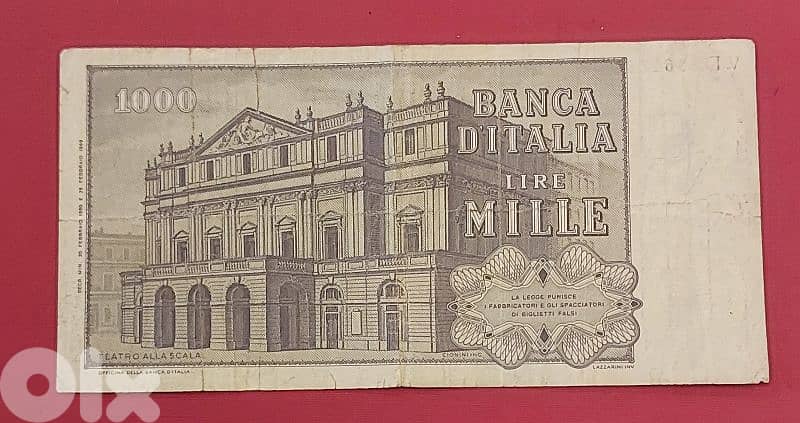 Italy 1000 Lire G. Verdi 1969 1