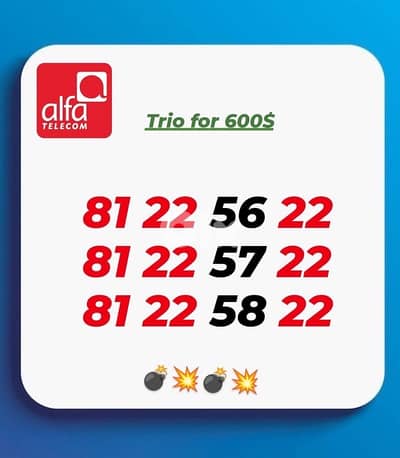 Trio Alfa 3 numbers we deliver all leb