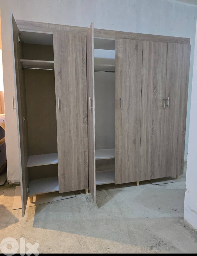 خزانة ست درف 240 سم ملبسة بالكامل من برا وجوا لون ابيض 1