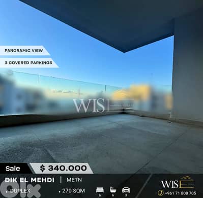 Stunning 270 SQM Duplex for SALE in Dik El Mehdi – Prime Calm Street!