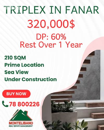Under Construction 210 sqm Triplex For Sale in Fanar+ Installment Plan