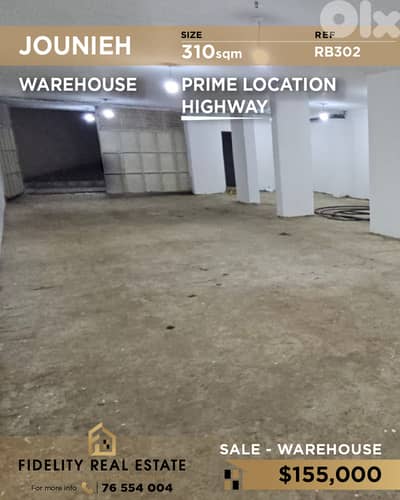 Warehouse for sale in Jounieh RB302 مستودع  للبيع في جونيه