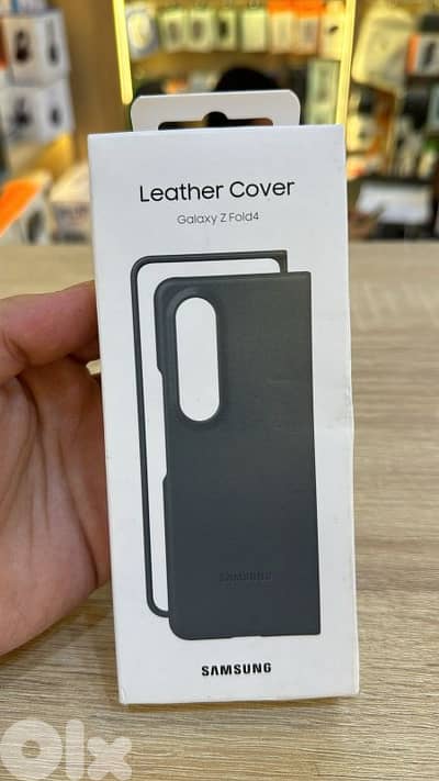 Samsung galaxy z fold 4 leather cover gray/green