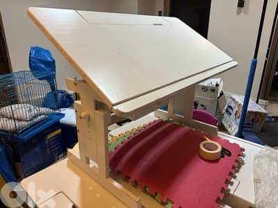 White wooden tables for students and architects (adjustable)