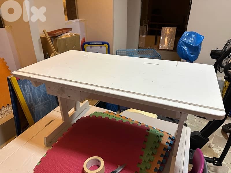 White wooden tables for students and architects (adjustable) 2