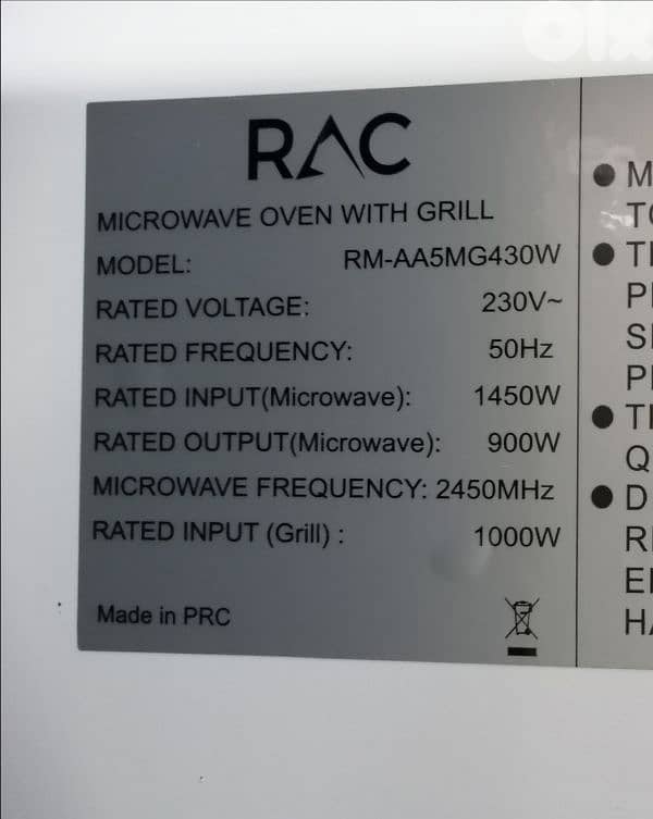 MICROWAVE RAC with GRILL 30 LTR WHITE 1