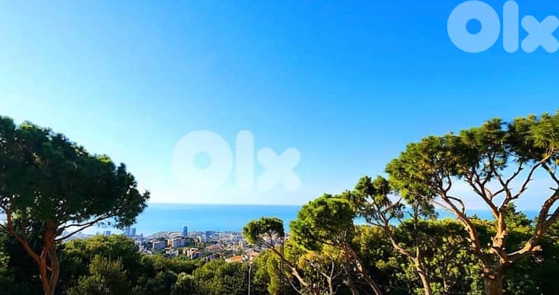 Unique land Rabieh residential for villa with beautiful sea view 1