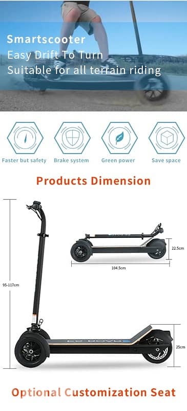 ESWING Fast Foldable 3 Wheel Electric Scooter 4
